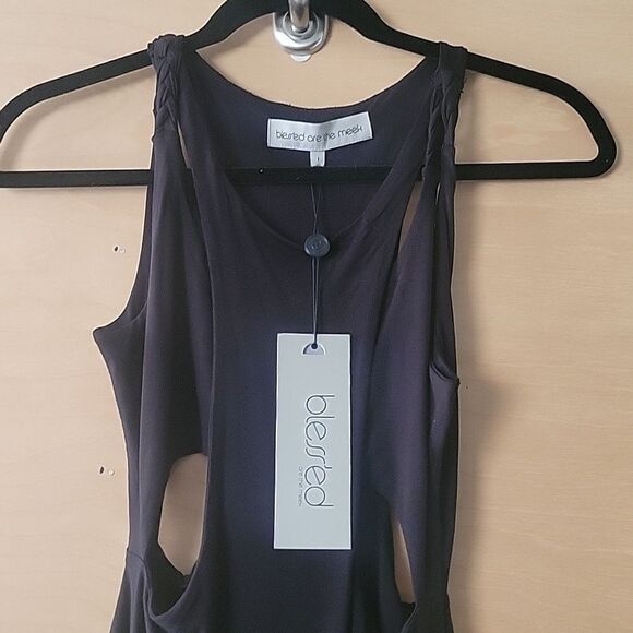 NWT Blessed Are Meek S Sexy Holey Smoke BodyCon Dress Black Cut Out Boho Indie - Picture 5 of 13